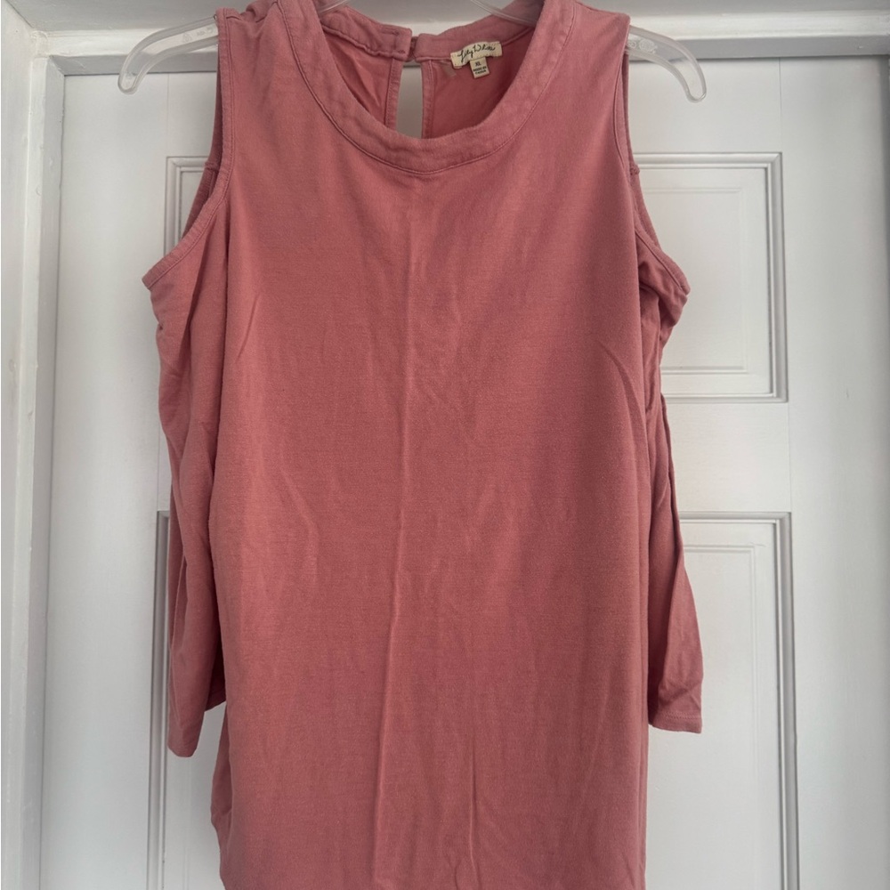 Lily White Dusty Rose Cold Shoulder Top